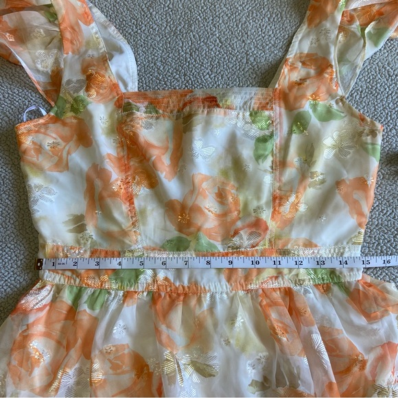 NWOT Lulus Beyond Beauty White and Orange Floral Burnout Tiered Midi Dress - Picture 6 of 11